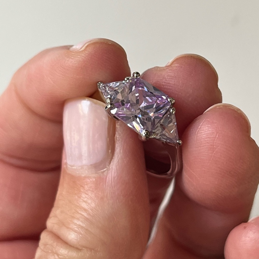 Sterling Silver Ring W/Amethyst Colored Emerald C… - image 8